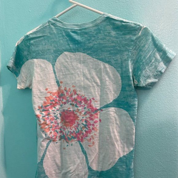 Before & Again T-Shirt Blue with Floral Print Size S - Picture 2 of 2